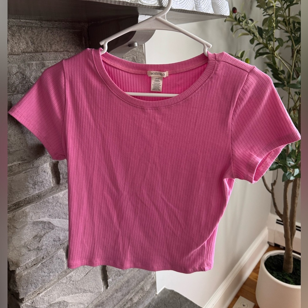 Pink Ribbed Fitted Top